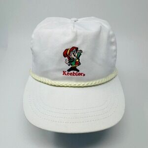 Vintage Keebler Elf Embroidered Rope Hat White‎ Snapback Adjustable Cap One Size